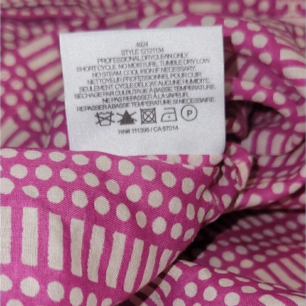 Tory Burch Ruth Wild Orchard Blouse Short Sleeve Top Pink Fuchsia 10